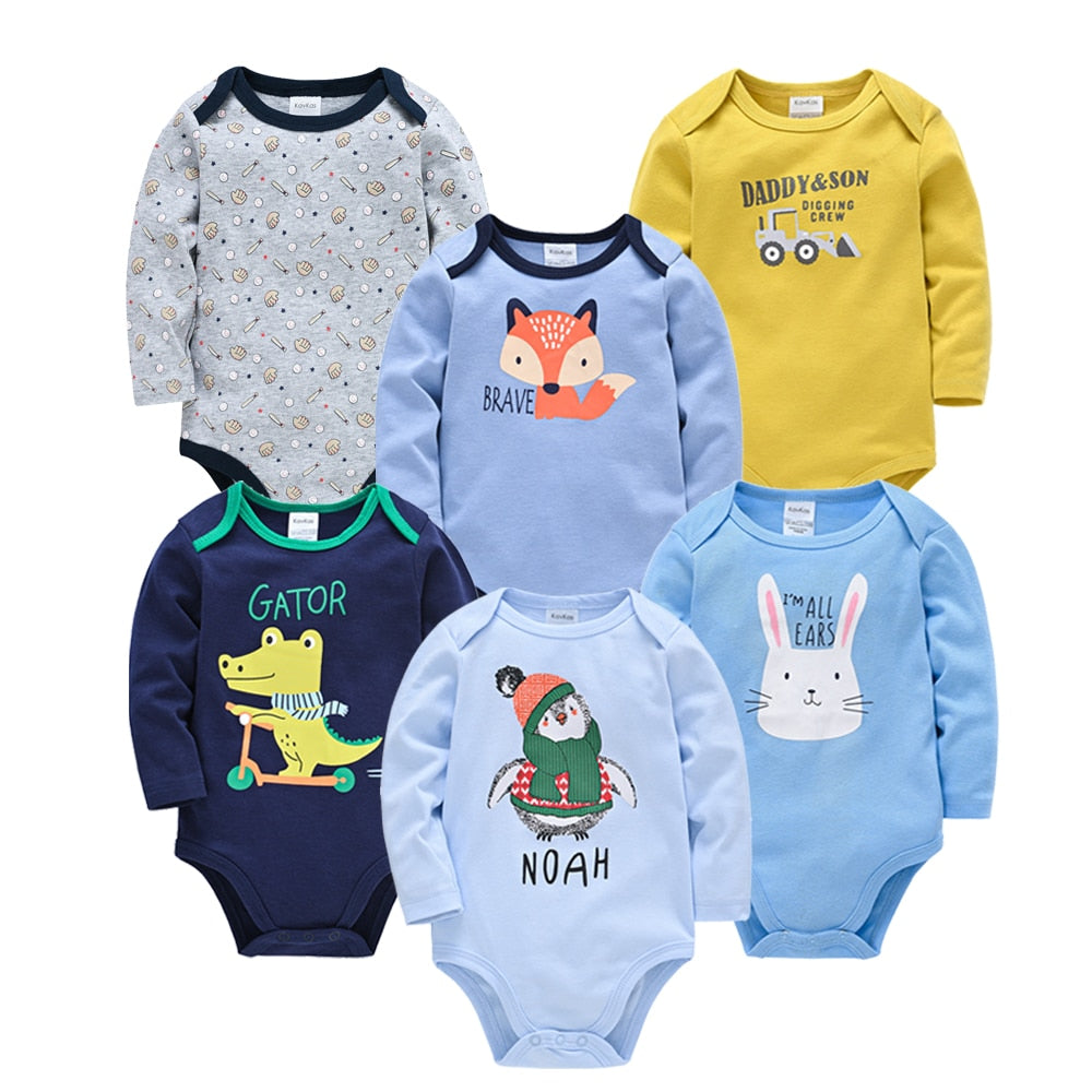 Kavkas Baby Boys Girls Bodysuit 6 PCS 3 PCS Long Sleeve 100% Cotton Baby Clothes 0-12 months Newborn body bebe Jumpsuit Clothing