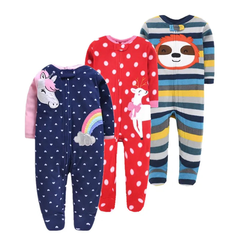 New 2023 Baby Rompers For Girl Clothing Pink Cartoon New Born Baby Clothes One Pieces Pajamas Fleece Newborn Jumpsuit Costume