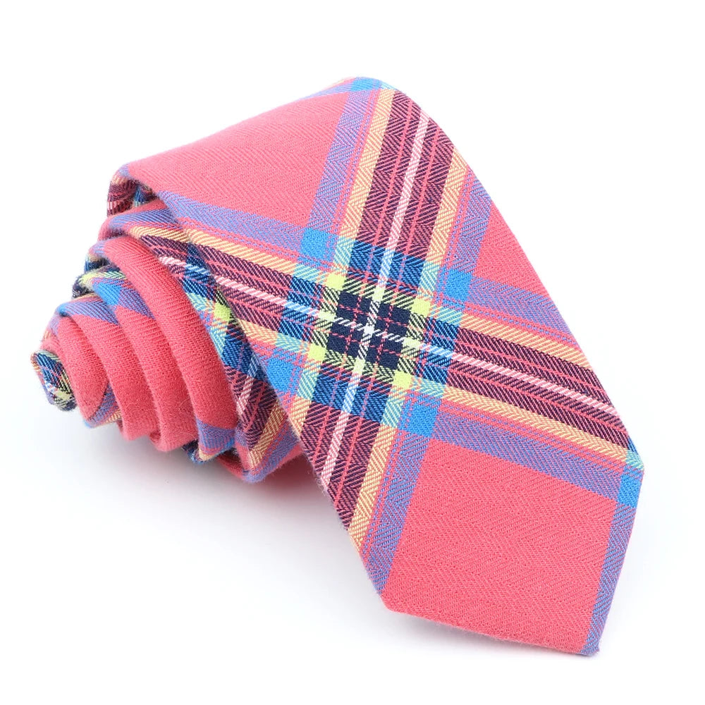 Fashion Plaid Tie For Men Women Colorful Skinny Cotton Necktie For Wedding Bussiness Casual Man's Neckties Suits Flower Cravat