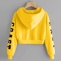 @40 Womens Letters Crop Hoodie Sweatshirt Pullover Tops Teenager Girls Velvet Long Sleeve Cropped Sweatshirts Sudaderas De Mujer