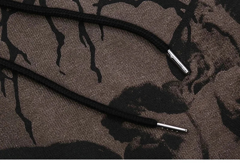 Hip Hop Streetwear kadınlar Hoodies Hoodies melek koyu baskı fermuarlı ceket ceket Harajuku Y2K kapşonlu üst giysi erkekler kadınlar Punk dış giyim