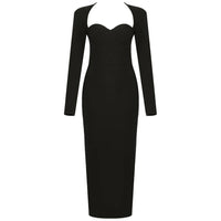 2023 New Summer Women Long Sleeved Bandage Dress Sexy V Neck Slim Midi Celebrity Night Show Bodycon Club Party Dresses Vestidos