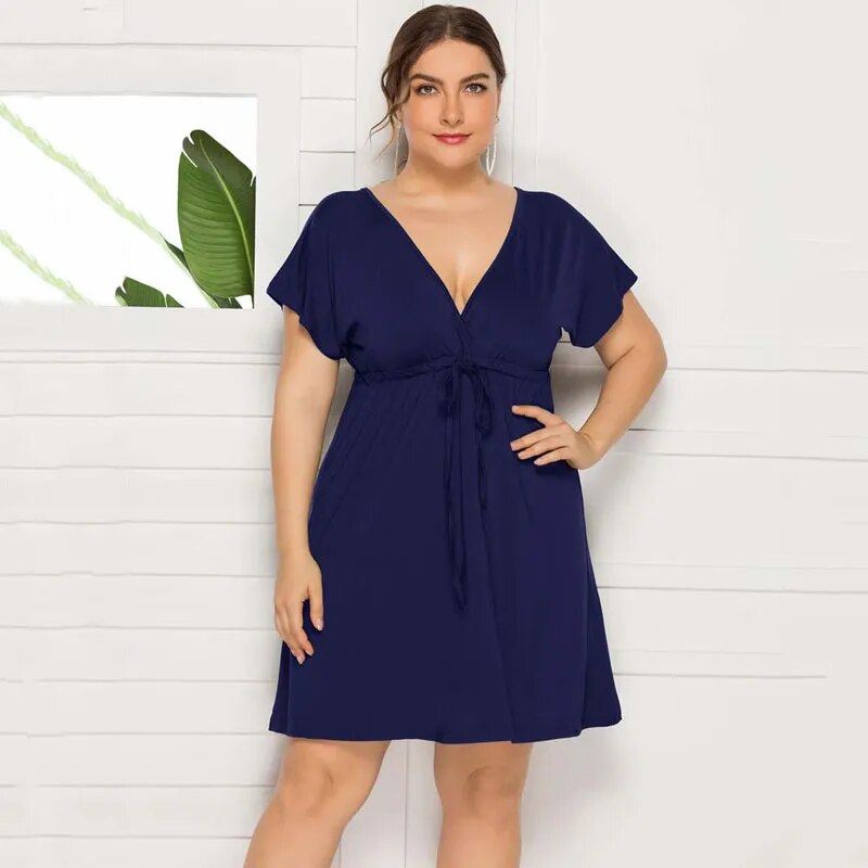 2022 Summer Oversized Dress Women Sundress Big Size Party Dress Ladies V-neck Casual Plus Size Dress For Women 3XL 4XL