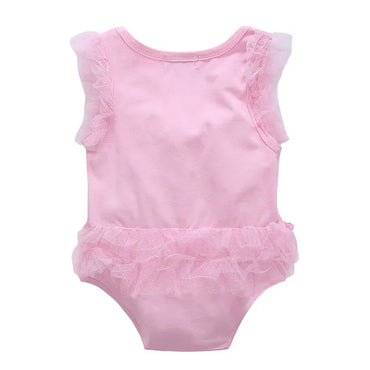 Baywell 0-24M Princess Baby Girls Rompers Embroidered Little Pink Dress Ruffles Short Sleeve Jumpsuits Birthday Clothes