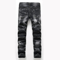 Men’s High Quality Moto&Biker Jeans,Classic Black&Blue Color Elastic Jeans pants,Slim-fit Long Jeans,Youth Must;