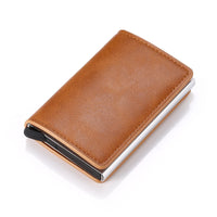 Men Smart Wallet Rfid Safe Anti-theft Holder Women Small Purse Bank ID Cardholder Metal Thin Case Black PU Leather Card Clip Bag