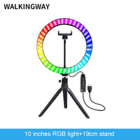 10" LED ring light 26cm Photography Lighting Dimmable Selfie RGB lamp with tripod for makeup Youtube Tiktok phone camera video