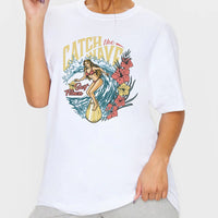 1pcs WHITE Tees Summer Casual Oversized Tee Best Surfing Santa Monica California