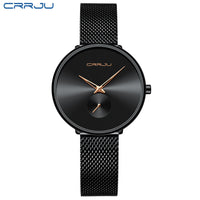 CRRJU Fashion Women Watch Luxury Casual Simple Ladies Daily Dress Mesh Wristwatch Minimalist Waterproof Quartz Female Clock