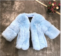 HJQJLJLS 2021 Winter Women Thick Warm Pink Fur Coat Fashion Faux Fox Fur Coat Female Three Quarter Sleeve Artificial Fur Jacket