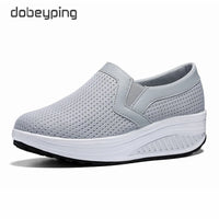 Spring Women's Swing Shoes Mesh Woman Loafers Flat Platforms Female Shoe Casual Wedges Ladies Shoes Height Increasing Footwear