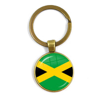 Trinidad,Sierra leone,Jamaica,Guyana,Ghana,UK,Libya,Estonia,India 25mm Glass Cabochon National Flag Keychain Key Ring Gift