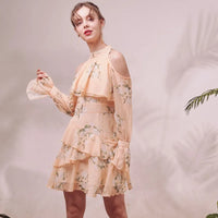 Bella Philosophy 2020 Autumn Elegant Women Ruffles Yellow Dress Fashion Ladies Chiffon Dresses Party Girls Chic Floral Dress