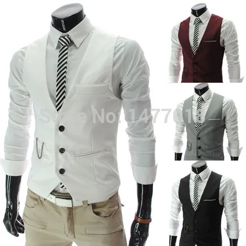 2023 New Arrival Dress Vests For Men Slim Fit Mens Suit Vest Male Waistcoat Gilet Homme Casual Sleeveless Formal Business Jacket