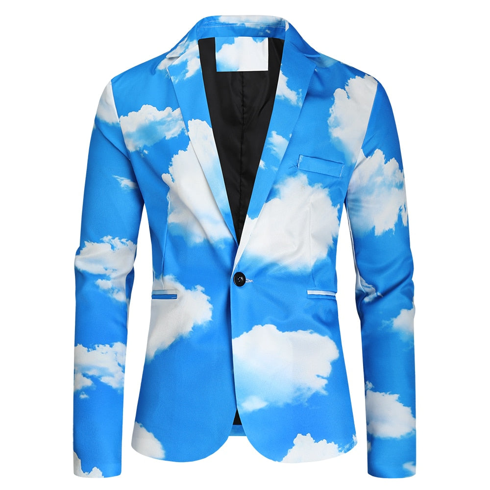 Mens Suit Jackets Sky Clouds 3D Printed Blasers Hombre 2021 Casual Business Party Wedding Dress Party Coat Men Blazer Homme 4XL