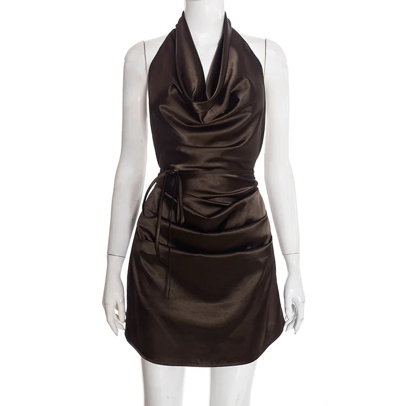 TA 2026 new summer swinging collar hanging product slim fit backless neck strap European and American dress AA3686