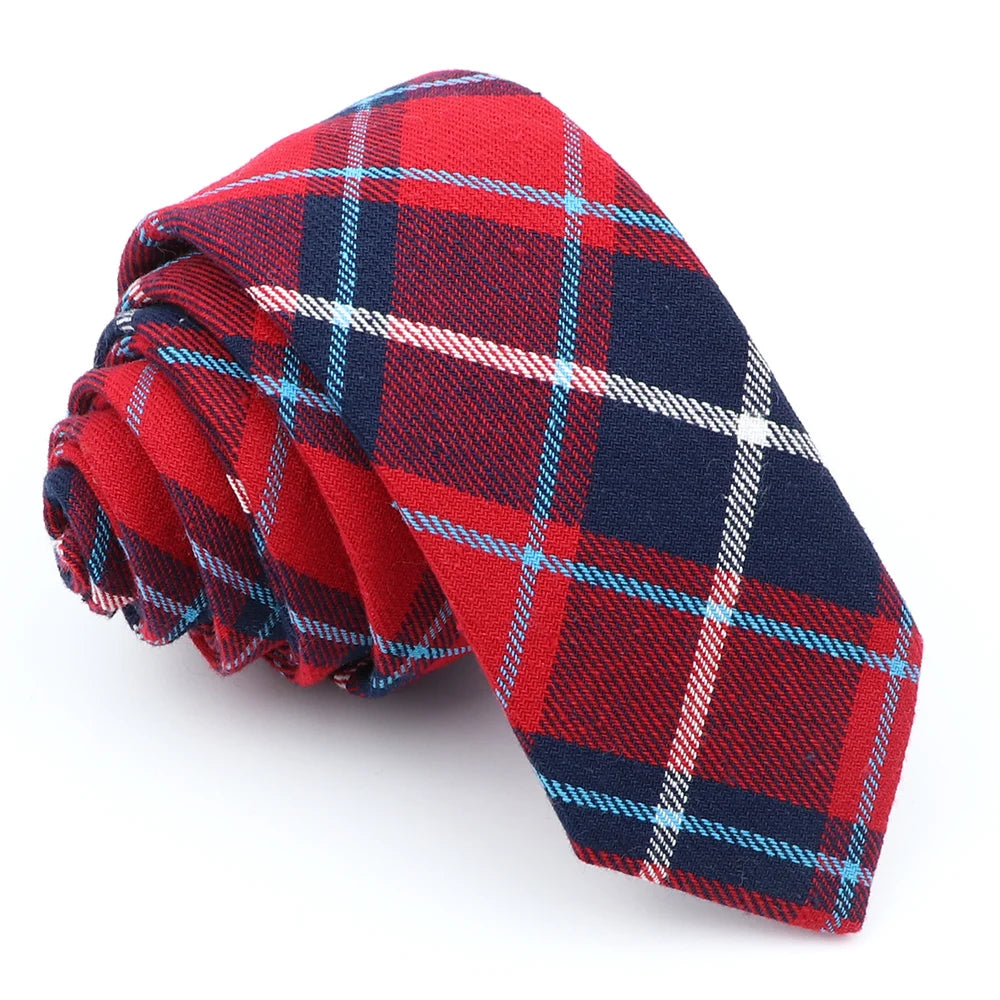 Fashion Plaid Tie For Men Women Colorful Skinny Cotton Necktie For Wedding Bussiness Casual Man's Neckties Suits Flower Cravat