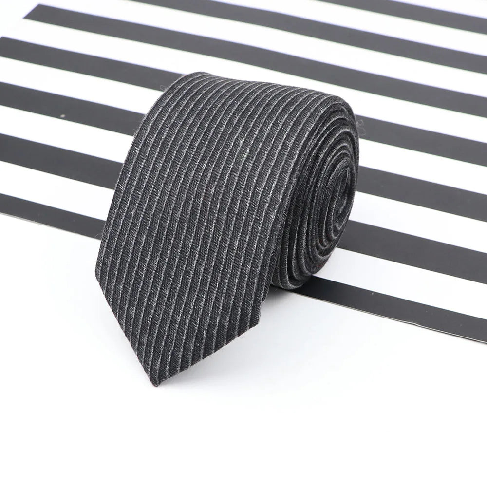 Men's  Business Diamond Check Tie Artificial Wool Cotton Dark Color Tie Striped Black Grey Necktie For Daily Accessory Paty Gift