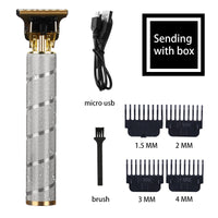 The new USB charging hair clipper, men's electric shaving machine, metal stripes push scissors,Hair trimming tool