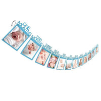 blue happy baby shower boys birthday pull flag banner balloon garland 1 age birth day 12month photo frame first party decor 1st