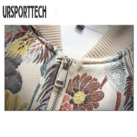 URSPORTTECH New Autumn Winter Casual Jacket Men Coat Japanese Embroidery Slim Fit Bomber Jacket Male Windbreaker Men Coats M-5XL