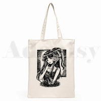 Japan Manga Junji Ito Tomie Shintaro Kago Graphic Hipster Cartoon Print Shopping Bags Girls Fashion Casual Pacakge Hand Bag