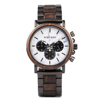 BOBO BIRD Wooden Stainless Steel Watch Men Water Resistant Timepieces Chronograph Quartz Watches relogio masculino Men&#39;s Gifts