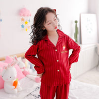 Children Pajamas Set 2023 Spring Ice Silk Striped Kids Pyjamas For Girls & Boys Sleepwear