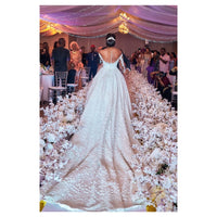 2023 Sexy New Luxury Long Sleeve Ball Gown Wedding Dress Illusion Top Pearl Beaded Lace Bridal Gown