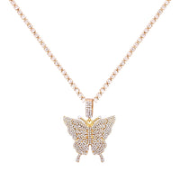 Statement Big Butterfly Pendant Necklace Rhinestone Chain for Women Bling Tennis Chain Crystal Choker Necklace Party Jewelry