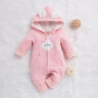 PatPat Winter Baby Adorable Cloud Hooded Baby Rompers for Baby Boys and Baby Girls Warm Unisex Baby Bodysuit Clothes