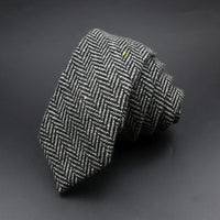 Classic Brown Grey Plaid Striped Wool Necktie Narrow Collar Slim Cashmere Tie For Man Suit Party Casual Accessory Cravat Gift