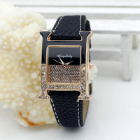 Casual Female Square Shaped WristWatch Leather Paint Rhinestone Designer Ladies Clock Women Dress Luxury Quartz Crystal Watch