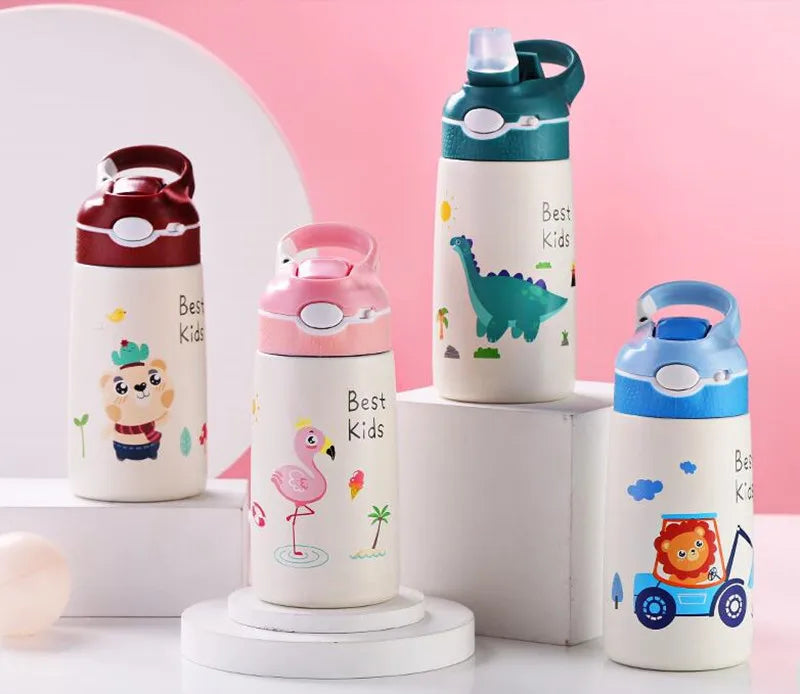 400ML Children Thermos Water Bottle Kids Thermos Mug Baby Duck Billed Straw 316 Stainless Steel Vacuum Flasks Tumbler Thermo Cup