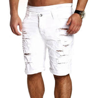 Men's Denim Chino Fashion Shorts Washed Denim Boy Skinny Runway Short Men Jeans Shorts Homme Destroyed Ripped Jeans Plus Size