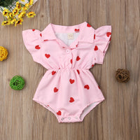 Summer Infant Newborn Baby Girl Clothing Leopard Heart Ruffles Baby Girls Rompers Valentine's Day Clothes For Baby Girl Summer