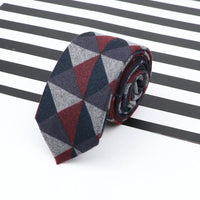Men's  Business Diamond Check Tie Artificial Wool Cotton Dark Color Tie Striped Black Grey Necktie For Daily Accessory Paty Gift