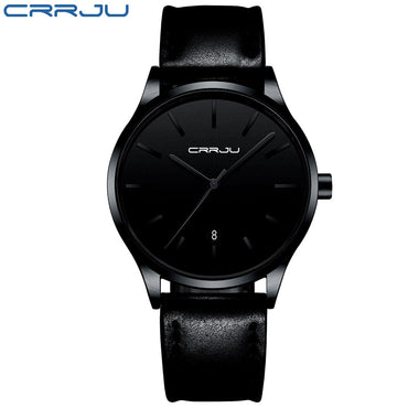 Mens Watches CRRJU Full Steel Casual Waterproof Watch for Man Leather Quartz Watch Men&#39;s Dress Calendar Watch Relogio Masculino