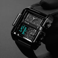 FEICE Men&#39;s Square Quartz Clock Watch Fashion Multifunctional Sport Clock Wristwatch  for Men  Equipped 3 Sub-dials FK030