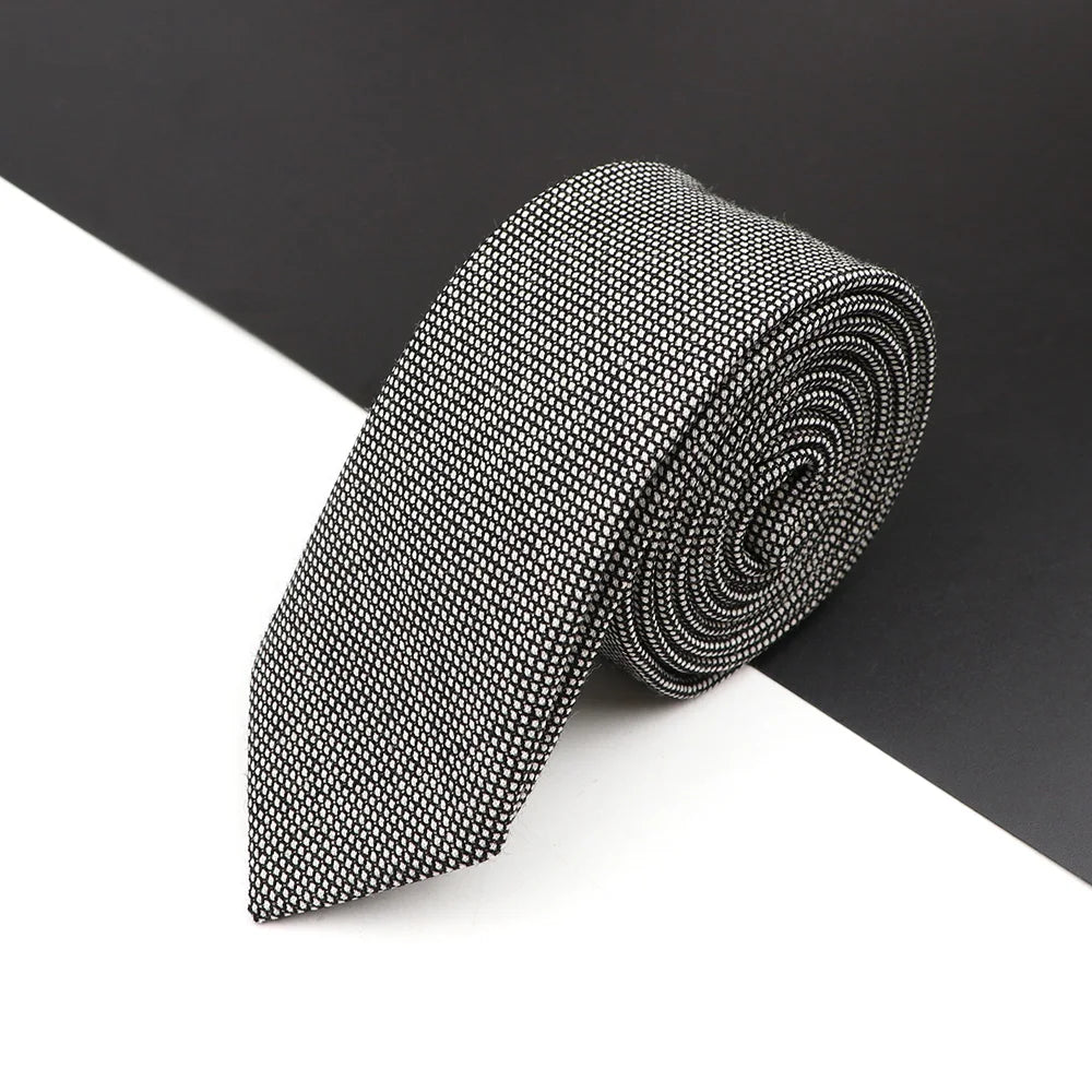 High Quality Classical Color Black Grey Skinny 100% Wool Tie Men Necktie For Business Meeting Fashion Shirt Dress Accessories