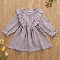 Autumn Girls Dress 2020 Toddler Baby Kid Girls Solid Ruffles Button Dress Casual Clothes Vestido infantil Princess girls clothes