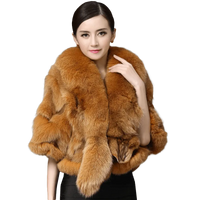 Ladies Natural Fur Coat For Bridge Women Vest Fox Poncho Wedding Full Pelt Genuine Fur Cape Winter Real Fox Fur shawl