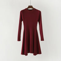 Women Long Sleeve Sweater Dress Women&#39;s Irregular Hem Casual Autumn Winter Dress Women O-neck A Line Short Mini Knitted Dresses