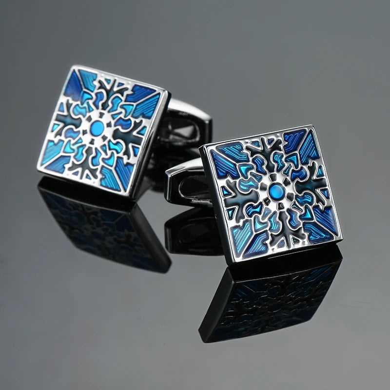 Classic French shirt Cufflinks High quality hand painted red blue black enamel button metal men's clothing accessories jewelry
