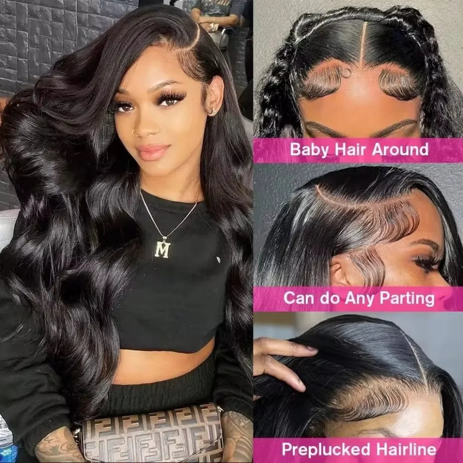 6x4 Transparent Lace 180 Density Bleached Knots Pre-Plucked for Women Body Wave Human Hair Wig Lace Front