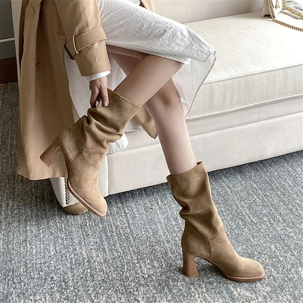 2023 High Quality Winter Women Boots Fashion Martins Boots Ladies Mid Calf Snow Booties Outdoor Casual Boats Mujer Shoes 33-43