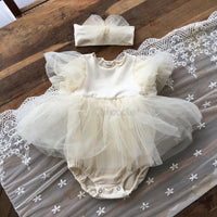 Newborn Baby Girls Christening Gown Princess Vestidos With Headband Baby 1st Birthday Party Dress For Girls Baby Costume Tutu