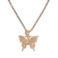 Statement Big Butterfly Pendant Necklace Rhinestone Chain for Women Bling Tennis Chain Crystal Choker Necklace Party Jewelry