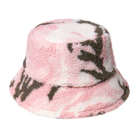 FOXMOTHER New Fashion Camo Warm Caps Wool Faux Fur Winter Bucket Hat for Women Camouflage Fisherman Hats Cap Panama Lady