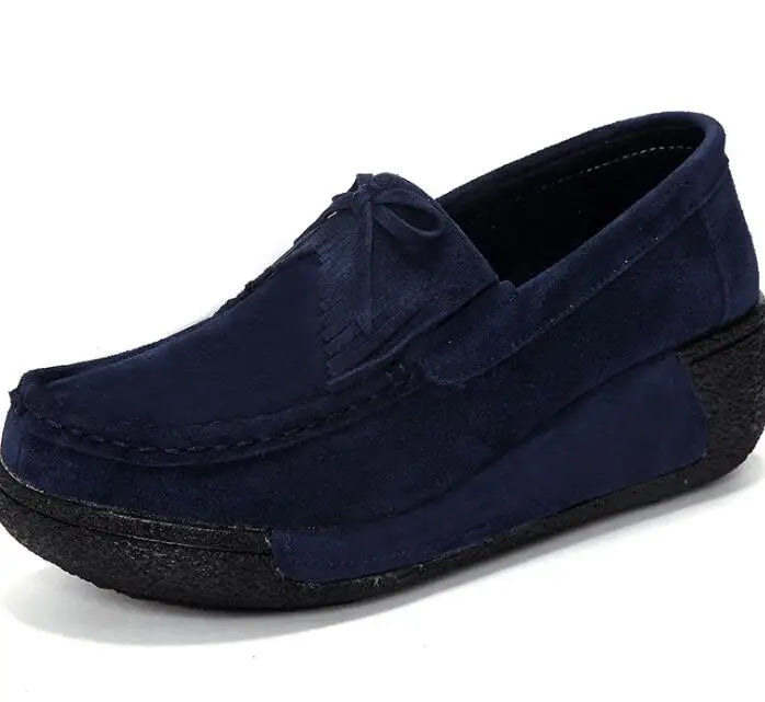 UP-0156D Fashion Tassel Design Ladies Winter Platform Shoes Sport slip on Wedge Shoes Women
